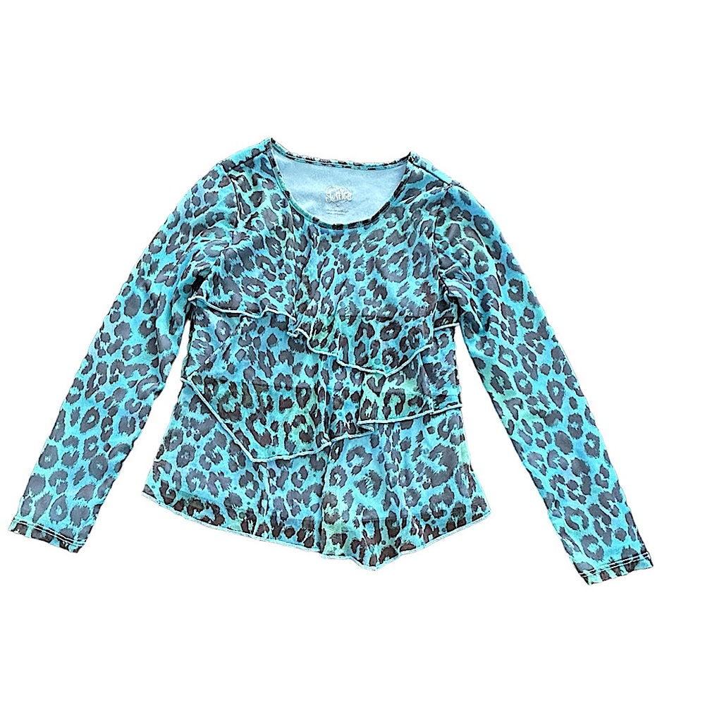 Adorable Animal Print Long Sleeve Blouse Size 7
